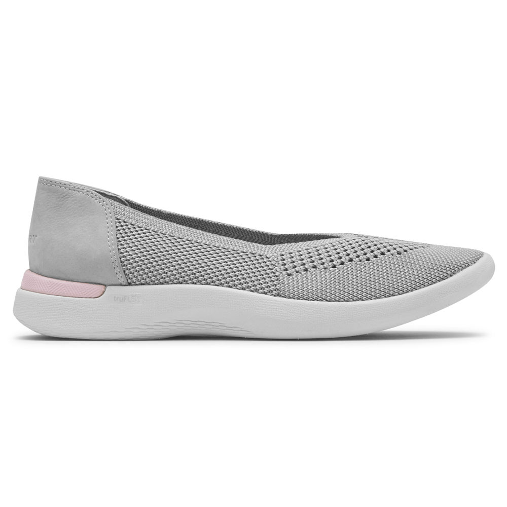 Sapatos Frouxos Rockport Mulher Cinzentas - Truflex Fly Knit Ballet - 94162FAPR